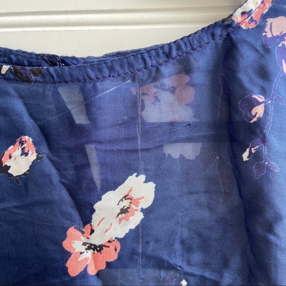 Lola Blue Silk Floral Ruffle Sleeve Tiered Blouse - Picture 8 of 8